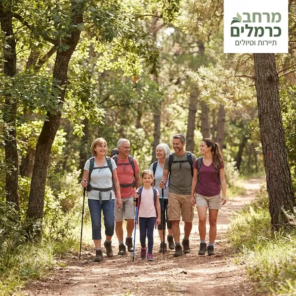 משפחה מטיילת ביערות הכרמל